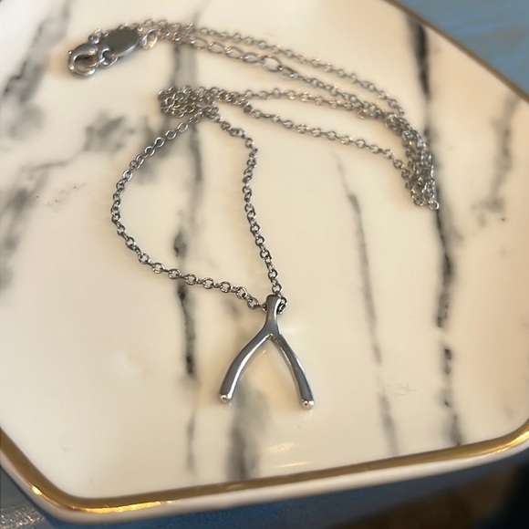 Sterling Forever wishbone pendant necklace - Picture 1 of 3